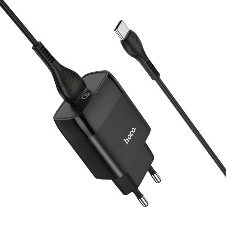 Мережевий зарядний пристрій Hoco C72Q Glorious, QC3.0, кабель Type-C, Black