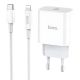 Мережевий зарядний пристрій Hoco C76A Plus, PD, 20W, кабель Type-C to Lightning, 3A, White