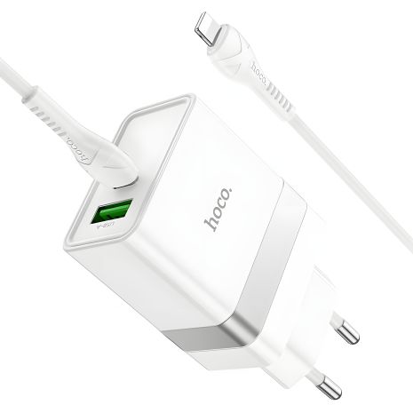 Hoco N21 Topspeed 30W Зарядное устройство Type-C to Lightning PD+QC3.0 Белое