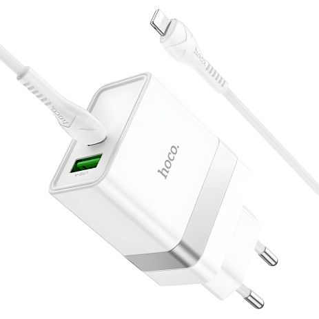 Зарядное устройство Hoco N21 Topspeed PD30W+QC3.0 Type-C to Lightning White