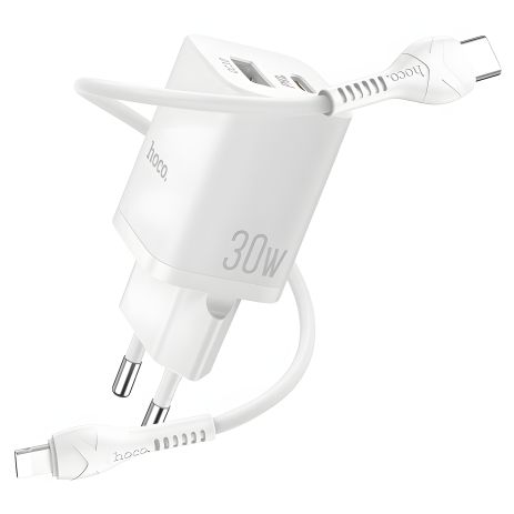 Зарядний пристрій Hoco N13 PD30W+QC3.0 Type-C To Lightning White Зарядний пристрій Hoco N13 PD30W+QC3.0 Type-C To Lightning White