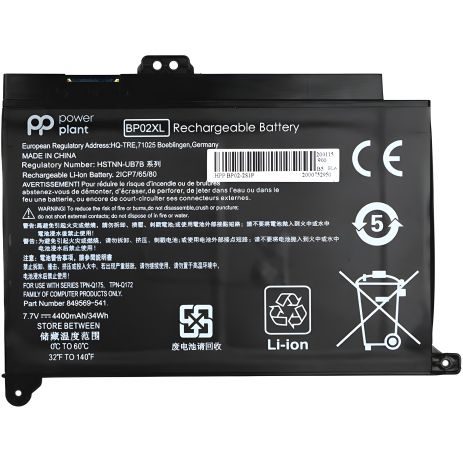 Акумулятори PowerPlant для ноутбуків HP Pavilion Notebook PC 15 (BP02XL) 7.7V 4400mAh Акумулятори PowerPlant для ноутбуків HP Pavilion Notebook PC 15 (BP02XL) 7.7V 4400mAh
