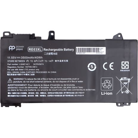 PowerPlant акумулятори для HP ноутбуків ProBook 450 G6 (RE03XL) 11.55V 3500mAh