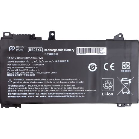 PowerPlant акумулятори для HP ноутбуків ProBook 450 G6 (RE03XL) 11.55V 3500mAh