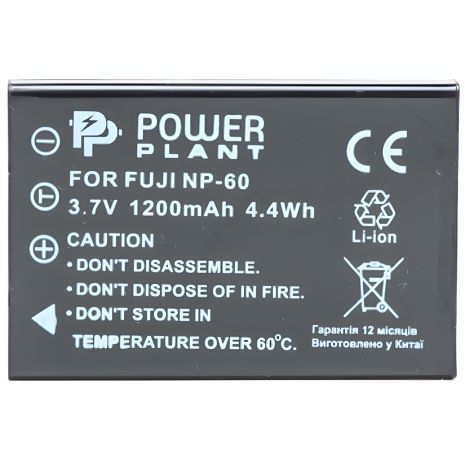Акумулятор PowerPlant Fuji NP-60, SB-L1037, SB-1137, D-Li12, NP-30, KLIC-5000, LI-20B 1200mAh, 3.7V, 4.4Wh