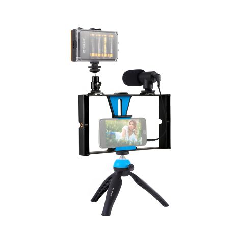 Комплект блогера Puluz PKT3023 4в1 (постоянный свет, штативное крепление, держатель для телефона, микрофон)