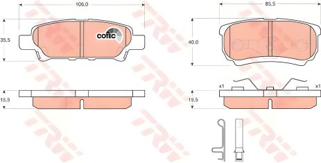 MITSUBISHI Lancer/Lancer Estate/Wagon/Outlander дискові гальмівні колодки, TRW (GDB3341)