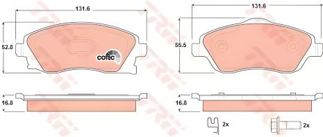Передние тормозные колодки для OPEL CORSA C (F08, F68), TRW (GDB1570) Передние тормозные колодки для OPEL CORSA C (F08, F68), TRW (GDB1570)