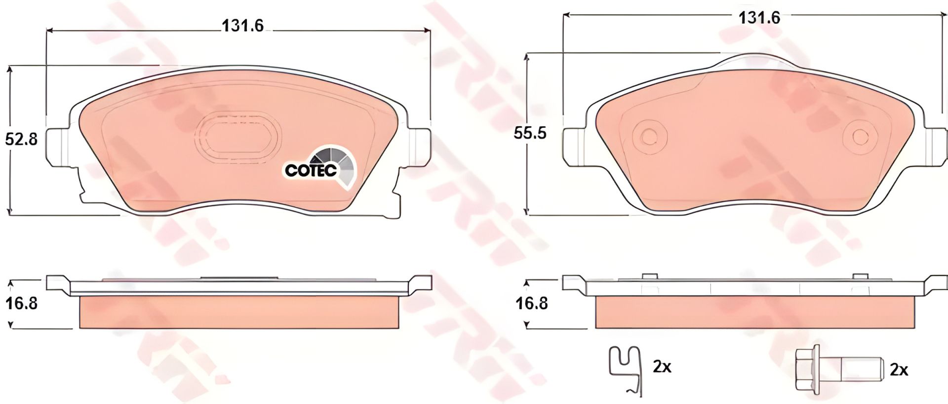Передние тормозные колодки для OPEL CORSA C (F08, F68), TRW (GDB1570) Передние тормозные колодки для OPEL CORSA C (F08, F68), TRW (GDB1570)