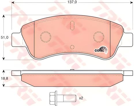 Передние дисковые тормозные колодки CITROEN C3, C4, DS3 PEUGEOT 206, 207, TRW (GDB1463) Передние дисковые тормозные колодки CITROEN C3, C4, DS3 PEUGEOT 206, 207, TRW (GDB1463)