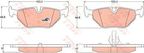 Дискові гальмівні колодки BMW - MG - ROVER 316i/316i Compact/316i Coupe/316i Touring/318d/318d Comp, TRW (GDB1)