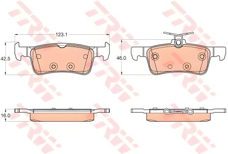Дискові гальмівні колодки PEUGEOT 308 R (електро ручник) 13, TRW (GDB2055)