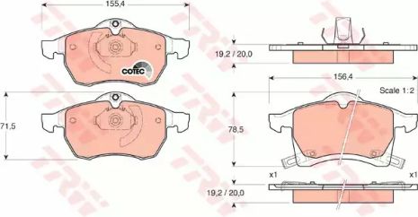 Колодки гальмівні передні opel astra g, TRW (GDB1350)