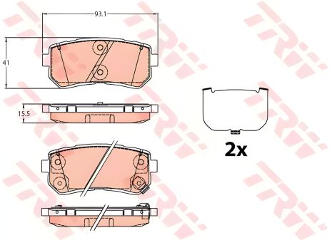 Гальмівні колодки до дисків Hyundai Tucson, Kia Sportage, 1.6-2.0, 15-, TRW (GDB3636) - Тривалий термін експлуатації