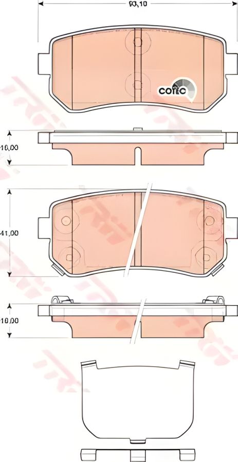 Гальмівні колодки задні KIA SPORTAGE, TRW (GDB3474) Гальмівні колодки задні KIA SPORTAGE, TRW (GDB3474)