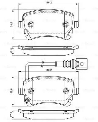 Гальмівні колодки VW T5 (7HM), T5 (7HB, 7HJ) ззаду. Bosch (0986495094)