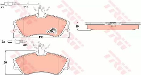 Гальмівні колодки дискові CITROEN - PEUGEOT Berlingo/Berlingo MultiSpace/Xsara/Xsara Estate/Break/3, TRW (GDB1