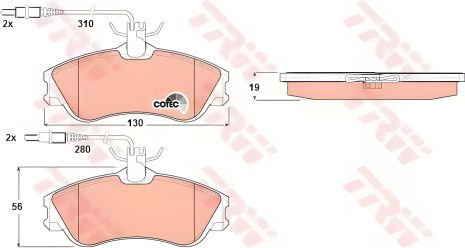 Дискові гальмівні колодки CITROEN - PEUGEOT (Berlingo/Berlingo MultiSpace/Xsara/Xsara Estate/Break/3), TRW (GDB1)