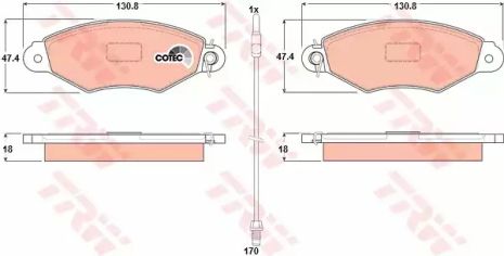 Гальмівні колодки Nissan - Renault Kubistar/Kangoo/Kangoo Express/Kangoo Rapid, TRW (GDB140