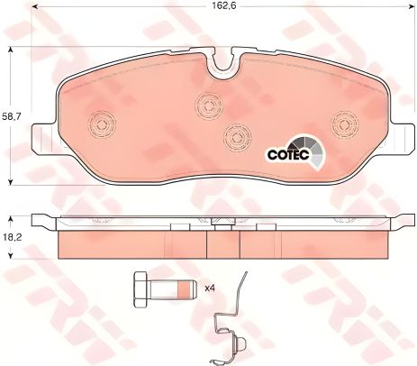Передние дисковые тормозные колодки для RANGE ROVER, TRW (GDB1631) Передние дисковые тормозные колодки для RANGE ROVER, TRW (GDB1631)