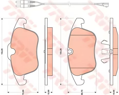 Дисковые тормозные колодки Peugeot/Citroen C5/508/407 08 F, TRW (GDB1818) Дисковые тормозные колодки Peugeot/Citroen C5/508/407 08 F, TRW (GDB1818)