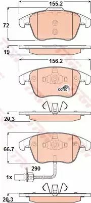 Дискові гальмівні колодки Audi A4/A5 F 08, TRW (GDB1814)