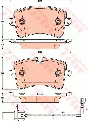 Колодка гальм. диск. AUDI A6 2.0-3.0 2011-,A8 2.0-6.3 09- задн. , TRW (GDB1902)