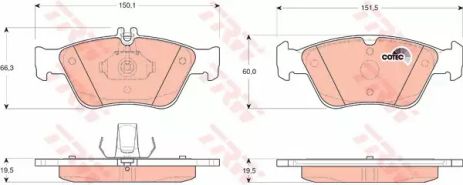 Колодка гальм. диск. MB C-CLASS (W202), CLK (C208) передн. , TRW (GDB1205)