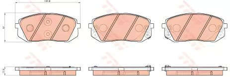 Тормозные колодки для дисков KIA CARENS 07-/SPORTAGE 04- TRW (GDB3530)