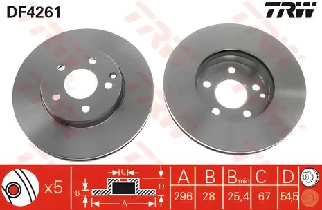Гальмівний диск для MB w211 02-09/s211 03-09 TRW (DF4261) Гальмівний диск для MB w211 02-09/s211 03-09 TRW (DF4261)