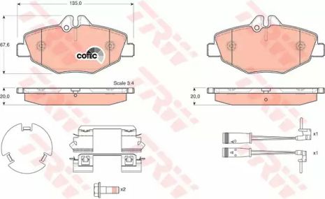 Колодки гальмівні дискові MERCEDES E200/E220/E240/E270/E280, TRW (GDB1542)
