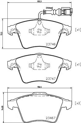 Колодки передні гальмівні Multivan V, VI; Transporter V, VI, HELLA PAGID (8DB355011171)