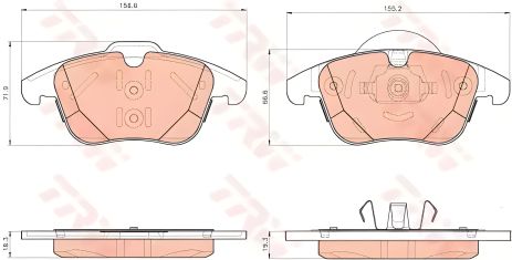 Гальмівних колодок комплект, дискове гальмо, TRW (GDB1925)