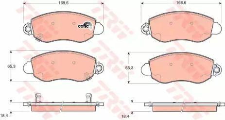Передние тормозные колодки Transit (V184) 00-06 (RWD), TRW (GDB1424)