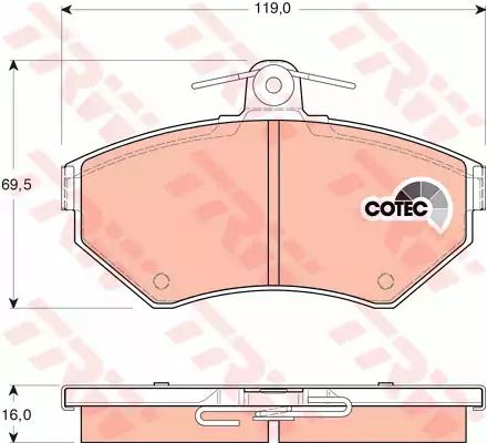 Тормозные колодки дисковые VOLKSWAGEN Golf Cabrio, TRW (GDB1437)