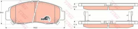 Колодки тормозные дисковые HONDA FR-V/Stream, TRW (GDB3268)