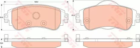 Колодки гальмівні дискові CITROEN C4 1.4 F 11, TRW (GDB1917)