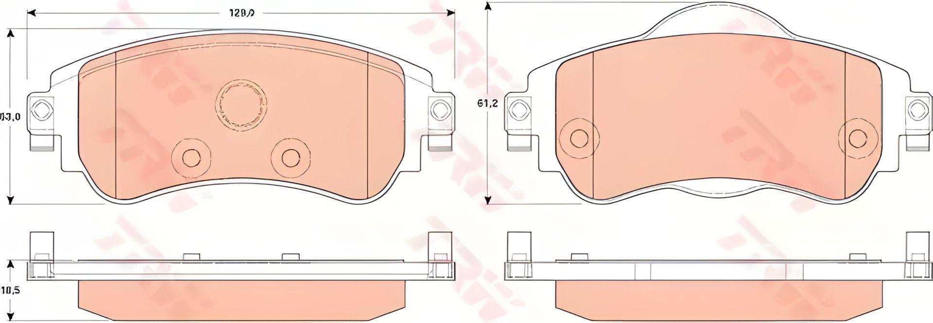 Колодки гальмівні дискові CITROEN C4 1.4 F 11, TRW (GDB1917), ефективні Колодки гальмівні дискові CITROEN C4 1.4 F 11, TRW (GDB1917), ефективні