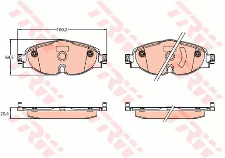 Колодки дискові гальмові AUDI/SKODA/VW Q3/Karoq/Passat/Tiguan F 12, TRW (GDB2143)