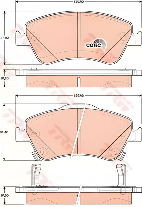 Дисковые тормозные колодки TOYOTA Auris F 07, TRW (GDB3481) Дисковые тормозные колодки TOYOTA Auris F 07, TRW (GDB3481)