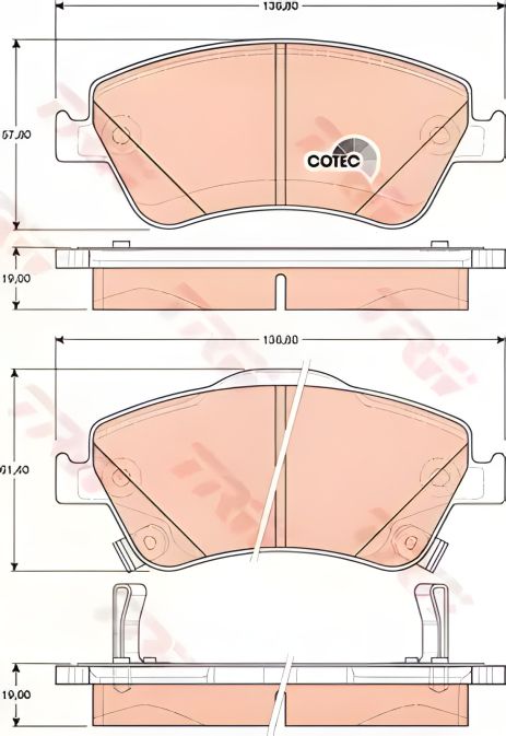 Колодки гальмівні дискові для TOYOTA Auris F 07, від TRW (GDB3481)
