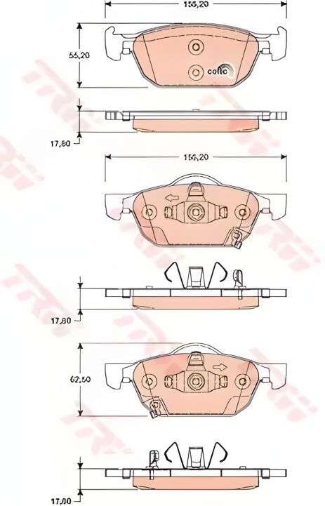 Тормозные колодки дисковые для HONDA Accord МКПП F 09, TRW (GDB3476)