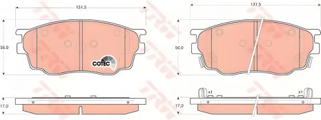 Дисковые тормозные колодки для MAZDA 6, TRW (GDB3309) Дисковые тормозные колодки для MAZDA 6, TRW (GDB3309)
