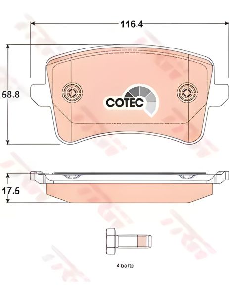 Дисковые тормозные колодки для AUDI A4/A5/Q5 R 07, TRW (GDB1765)