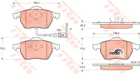 TRW гальмівні дискові колодки для AUDI - SEAT - SKODA - VOLKSWAGEN A3/S3/TT (GDB1) TRW гальмівні дискові колодки для AUDI - SEAT - SKODA - VOLKSWAGEN A3/S3/TT (GDB1)