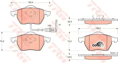 TRW гальмівні дискові колодки для AUDI - SEAT - SKODA - VOLKSWAGEN A3/S3/TT (GDB1)