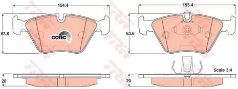 Гальмівні колодки BMW 325I/330D Touring/330i/330i Cabrio/330i Coupe/520D/520D Touring/520i/