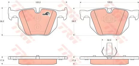 Дискові гальмівні колодки BMW X5 3,0; 3,0D/ BMW X6 3,0; 3,0D, TRW (GDB1730)