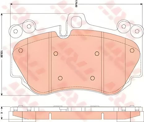 Дискові гальмівні колодки PORSCHE Caenne 3,0-4,8 F 04, TRW (GDB1764)