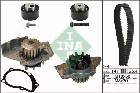 Водяной насос + комплект ГРМ FIAT DUCATO, CITROËN XSARA, PEUGEOT 806, INA (530011130)